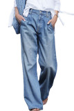 High Waist Wide Leg Washed Denim Jeans