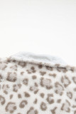 Leopard Fleece Snap Button Pullover Sweatshirt