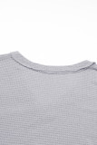 Gray Plus Size V Neck Raw Edge Long Sleeve Top