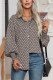 Khaki Printed Button Up Lantern Sleeves Blouse