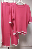 Knitting Wide Leg Pants and Top 2pcs Set