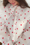 Heart Print Lantern Sleeves Shirt