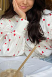 Heart Print Lantern Sleeves Shirt