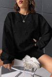 Black Star Embossed Textured Drop Shoulder Sweatshirt