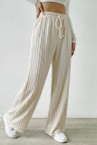 Apricot Texture Elastic Waist Wide Leg Pants