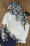 Gray Bleached Tie Dye Kangaroo Pocket Drawstring Hoodie