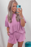 Phalaenopsis Ribbed Textured Knit Loose Fit Tee and Shorts Set