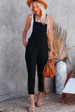 Black Adjustable Buckle Straps Cropped Jumpsuit