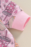 Pink Coffee and Heart Print Baby Romper