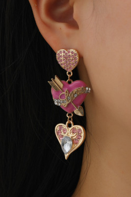 Alloy Heart Valentine Earrings MOQ 5pcs