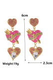 Alloy Heart Valentine Earrings MOQ 5pcs