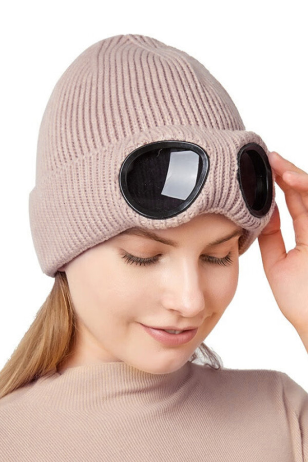 Plain Wool Benie Cap With Sunglasses MOQ 3pcs