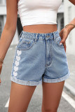 High Waist Heart Denim Shorts