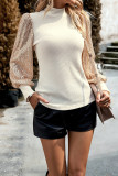 Puff Sequin Sleeves Knit Long Sleeves Top