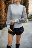 Puff Sequin Sleeves Knit Long Sleeves Top