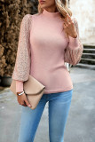 Puff Sequin Sleeves Knit Long Sleeves Top