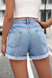 High Waist Heart Denim Shorts