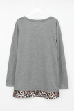 Leopard Patchwork Fake Two Pieces Long Sleeves Top