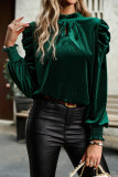 Plain Frill Collar Puff Velvet Blouse