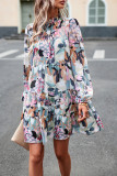 Long Sleeves Printing Splicing Dress