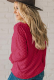 Rose Red Solid Textured Thumbhole Sleeve Top