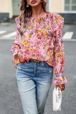 Ruffle Floral Print Blouse