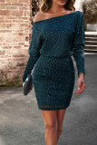 Off Shoulder Glitter Shining Bodycon Dress