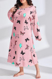 Butterfly Heart Print Plus Size Dress