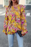Ruffle Floral Print Blouse