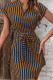 V Neck Short Sleeves Stripe Dress