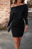 Off Shoulder Glitter Shining Bodycon Dress