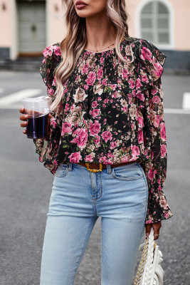 Ruffle Floral Print Blouse