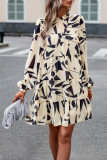 Long Sleeves Printing Splicing Dress