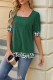 Plain Square Neck Leopard Patchwork Short Sleeves Top