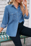 Washed Pockets Button Denim Shirt