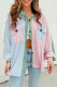 Multicolour Color Block Patchwork Corduroy Pocketed Jacket