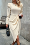 Plain Smocked Split Bodycon Dress
