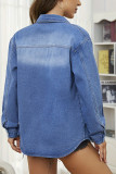 Washed Blue Buttoned Denim Shacket