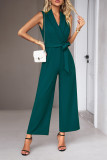 Sleeveless V Neck Wrapped One Piece Jumpsuit