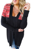 Red Printed Leopard Detail Plus Size Cardigan