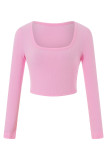 Plain U Neck Knitting Crop Top