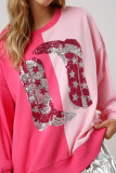 Color Block Boots Sequin Patchwork Sweatshirt