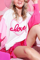 Color Block Expose Seam Love Patchwork Sweatshirt