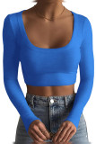 Plain U Neck Knitting Crop Top