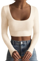 Plain U Neck Knitting Crop Top