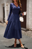 V Neck SPlicing Smocked Dress