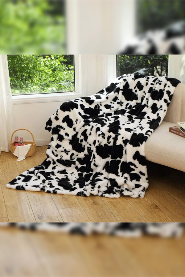 Leopard Cow Print Flannel Blanket MOQ 3pcs