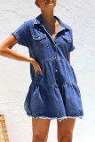 Distressed Raw Hem Denim Dress