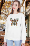 Flower Butterfly Faith Long Sleeve Sweatshirts Women Boutique Wholesale