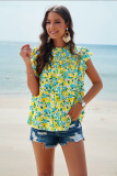 Frilled Ruffles Sleeves Floral Blouse